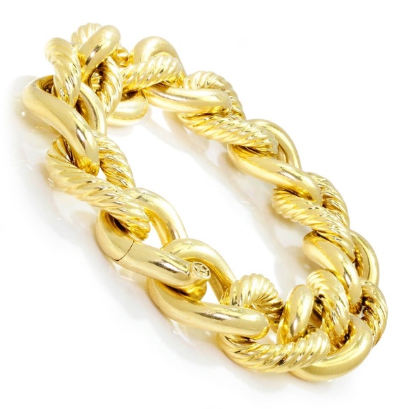 David Yurman 18K YG Jumbo Large Cable Curb Oval Link Bracelet 57 Grams!! Heavy - Picture 16 of 16